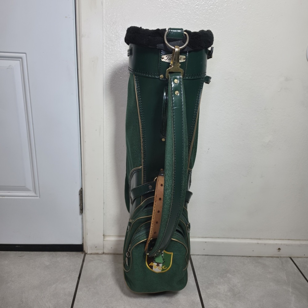 Vintage 70s/80s Green Leather Titelist PVGC PATCH Made in USA Golf Bag